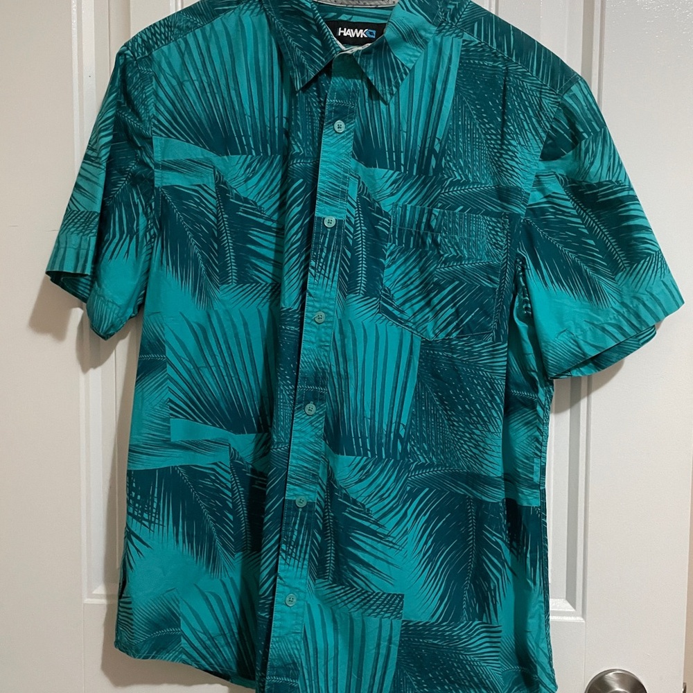 Tony Hawk Men's Teal Palm Print Shirt